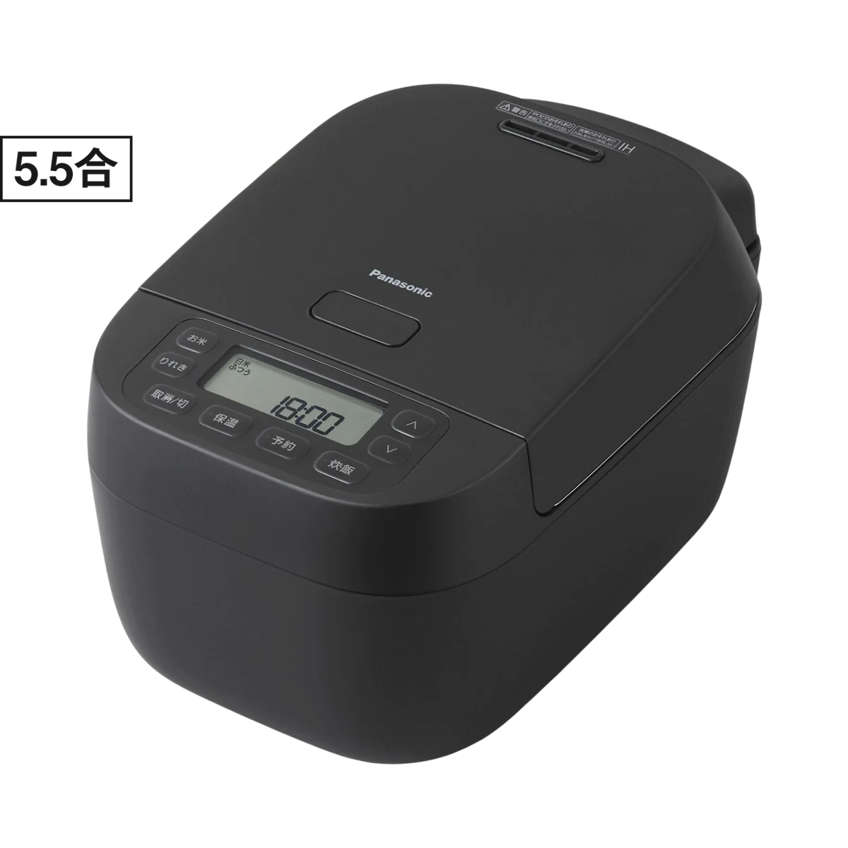 黒色のパナソニック IHジャー炊飯器 SR-N210Eの正面斜めからの製品画像