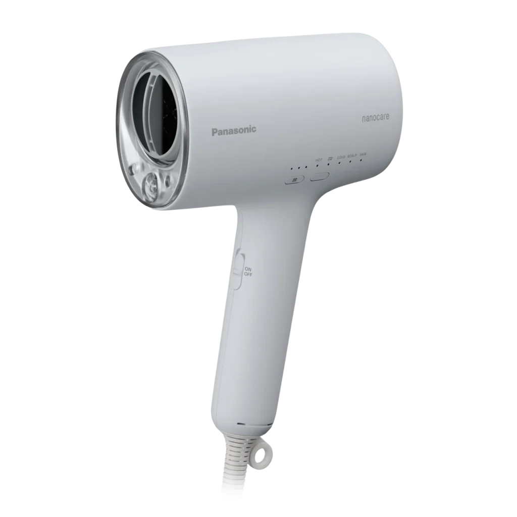 ミストグレーのパナソニック ナノケア EH-NA0Jを斜め前から写した、パナソニック公式の製品画像