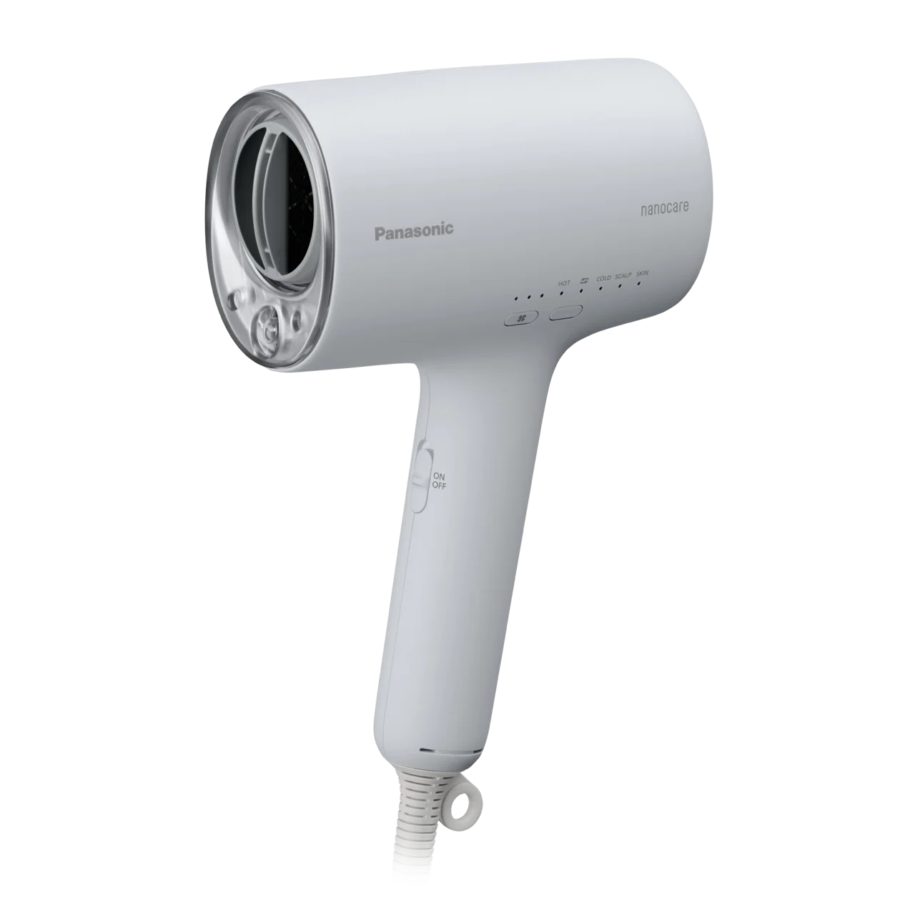 ミストグレーのパナソニック ナノケア EH-NA0Jを斜め前から写した、パナソニック公式の製品画像