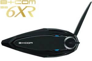 B+COMのロゴと、アンテナを備えたB+COM SB6XRの本体を写したサイン・ハウス公式の製品画像